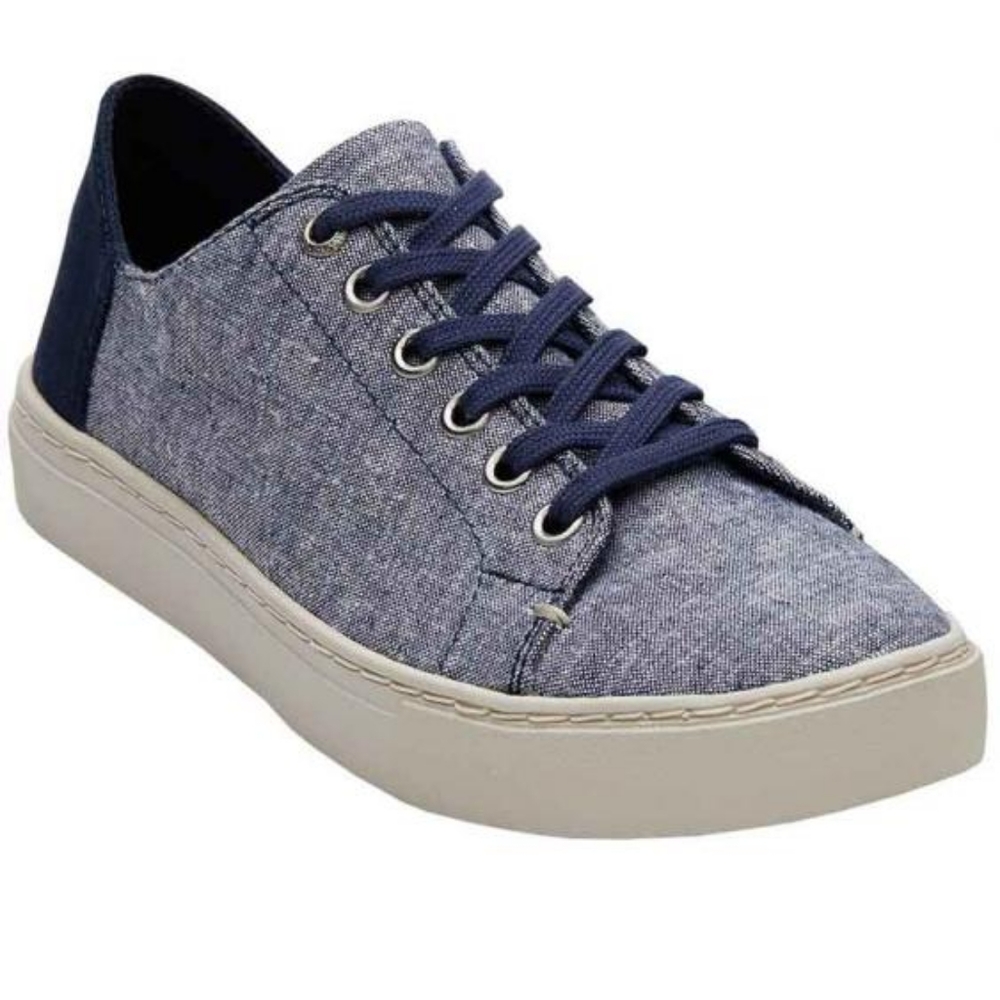 NWOB TOMS Shoes Lenox Sneaker Navy Slub Chambray